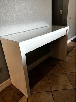 IKEA Vanity Desk w/ Glass Top with Mirror