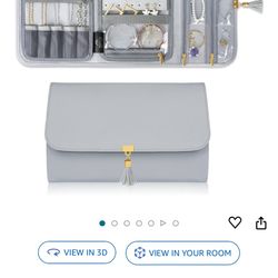 MATEIN Jewelry Organizer for Travel, Womens PU Leather Large Jewerly Holder with Tassel, Travel Necklace Earring Ring Bracelet Storage Case, Grey