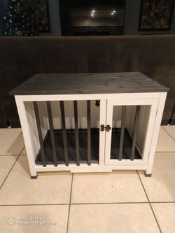 White wooden foldable dog crate for small dogs