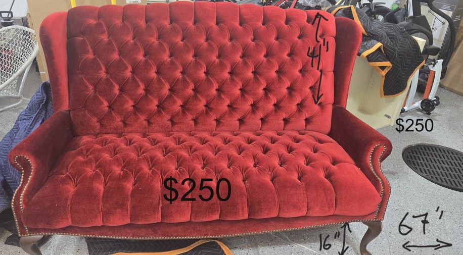 Red Velvet Couch 