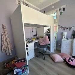 Ikea Bunkbed & Desk (closet/drawers/mattress/chair Included)