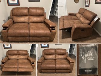 Ashley Furniture Brown Reclining Loveseat – Dual Reclining