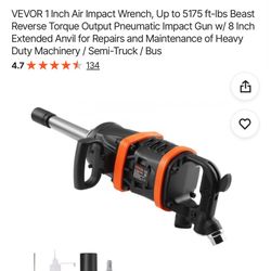 1” Air Impact Wrench For Semi Bus 