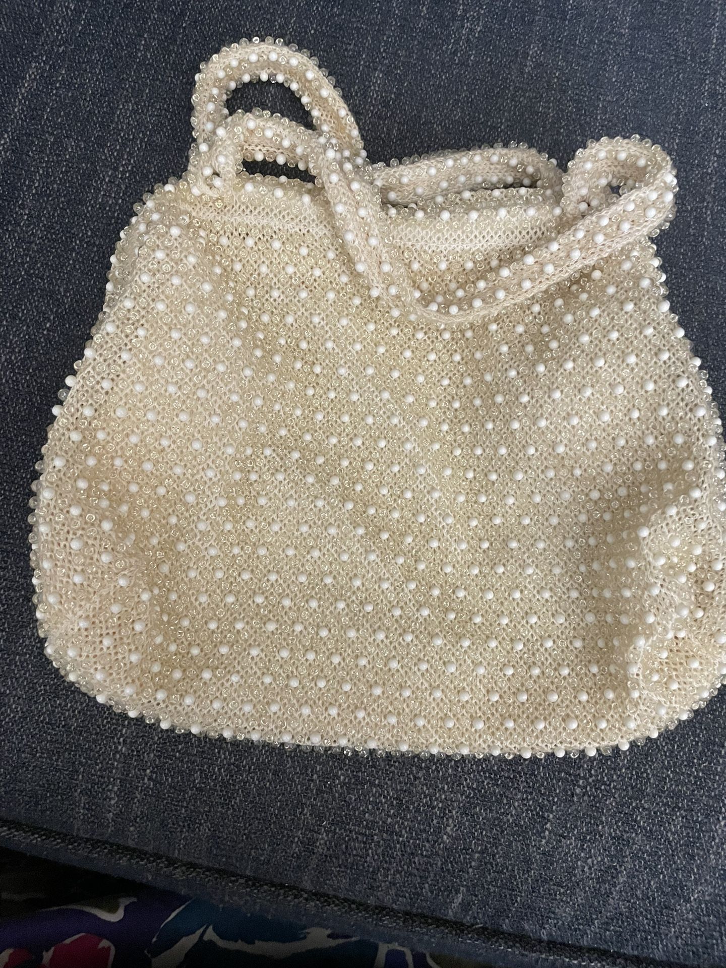 Cream Beaded Bag