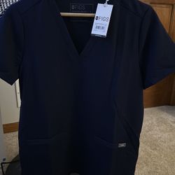 Navy Casma Three Pocket Scrub Top