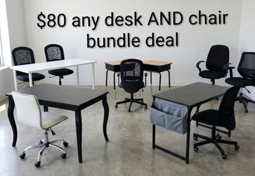 Can Deliver $80 any desk AND any office chair bundle