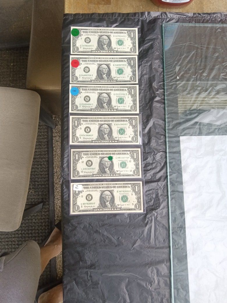 Lot of (6) $1 Joseph W Barr Notes 