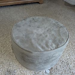 Round Olive Green Footrest Ottoman Longer Sofa