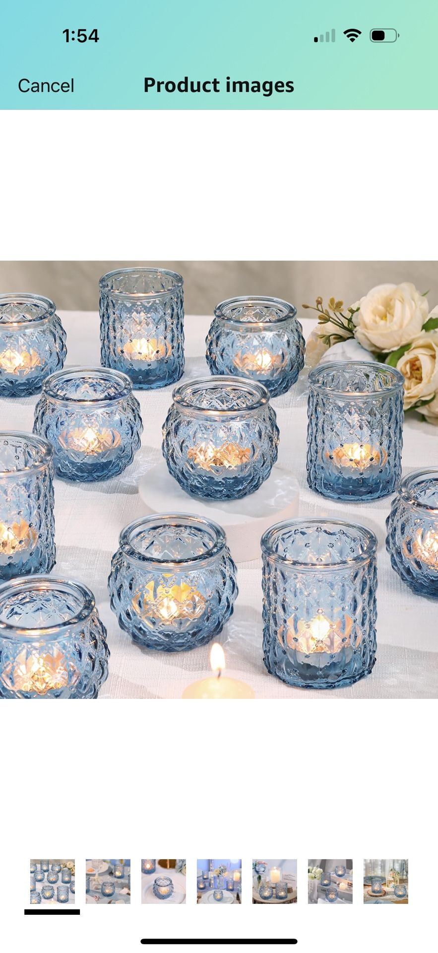 Blue Glass Votive Candle Holders Set of 24