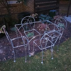 Early Century Iron Garden Chairs And Table. 