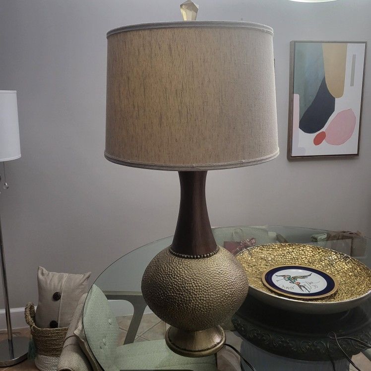 MCM Lamp,..Wood and matt gold tne d