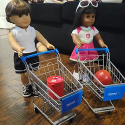 Shopping Cart For Doll 18" Size..both For $15.....american Girl Doll $75 Each