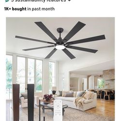 ZMISHIBO 72 Inch Large Ceiling Fan
