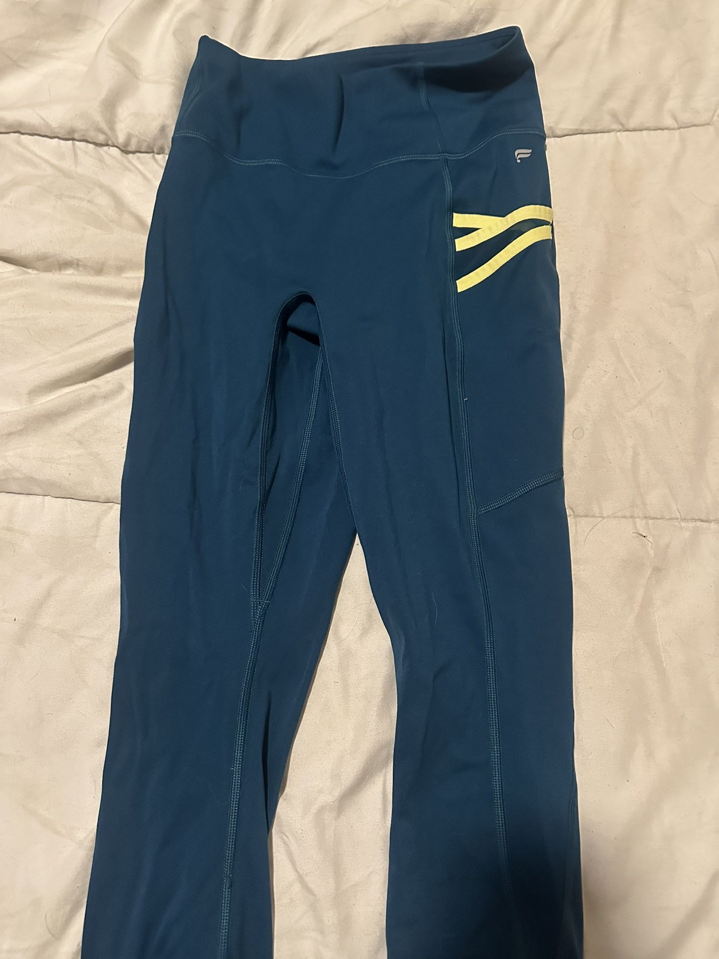 Blue Athletic Leggings With Pockets