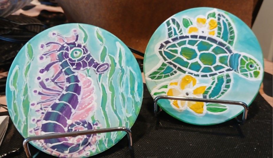 Handpainted SEAHORSE and SEA TURTLE Han