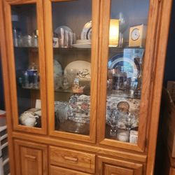 Solid Oak China Cabinet 