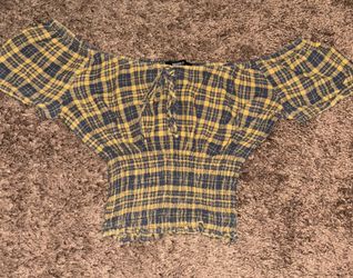 Yellow plaid Top