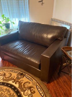 Leather Loveseat/Twin Bed