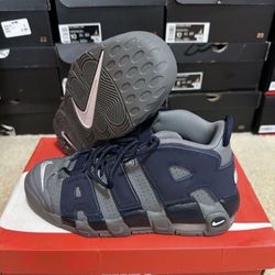 Nike Air More Uptempo 96 Cool Grey Midnight Navy 415082-009 Size 7Y/8.5 Womens Brand New