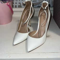 Pointy White Heels