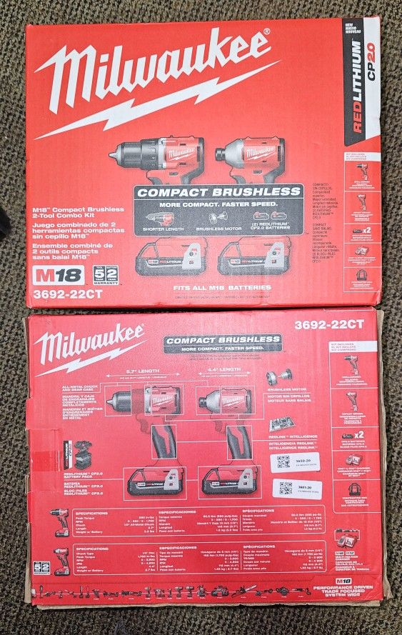 Milwaukee
M18 18V Lithium-Ion Brushless Cordless Compact Drill/Impact Combo Kit (2-Tool) w/(2) 2.0 Ah Batteries, Charger & Bag