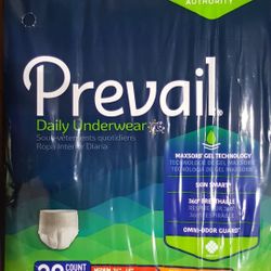 2 New packages Prevail daily underwear medium diapers
