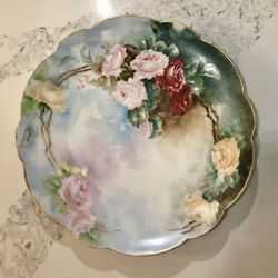 Limoges French Porcelain Hand-Painted Collectible Plate | T&V Hallmark| Excellent Condition | 13.10” Diameter