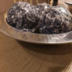 Silver Pewter Metal Bowl with Artistic Texturing