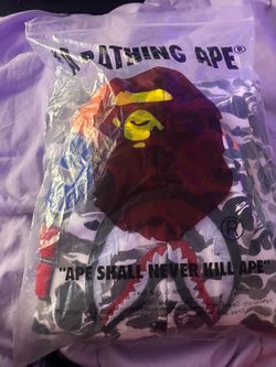 White bape camo shark hoodie XL