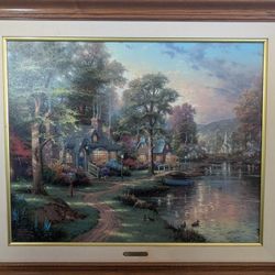 Thomas Kinkade Hometown Lake Classic Collection Canvas 23 1/2" Tall 29 1/2" Wide 