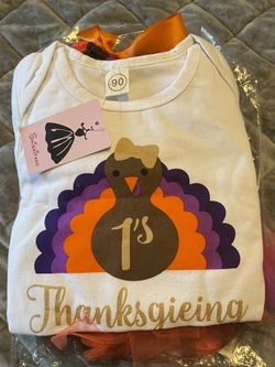 New Toddler/Baby  12-18 month First Thanksgiving Onsie , Tutu and Band set  