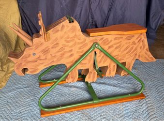 Custom Design Dinosaur on Vintage Rocking Horse Metal Frame