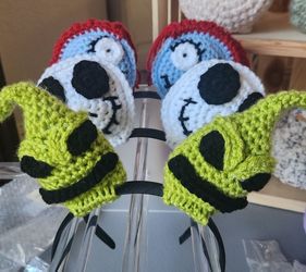 Crocheted Nightmare Before Christmas (Lookalike) Headband Ears. 
