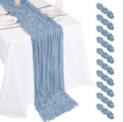 10 Pack Dusty Blue Cheesecloth Table Runner 17x108 Inch Boho Gauze Cheese Cloth Table Runners For Wedding Party Baby Shower Birthday Home Decor
