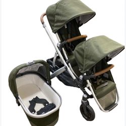 UPPAbaby VISTA V2 Stroller Hazel (Olive Green) And Bassinet 