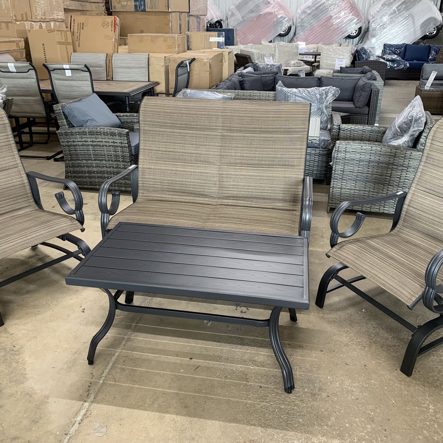 $4 Piece Ken Steel Rocker Chair and Loveseat Chat Set