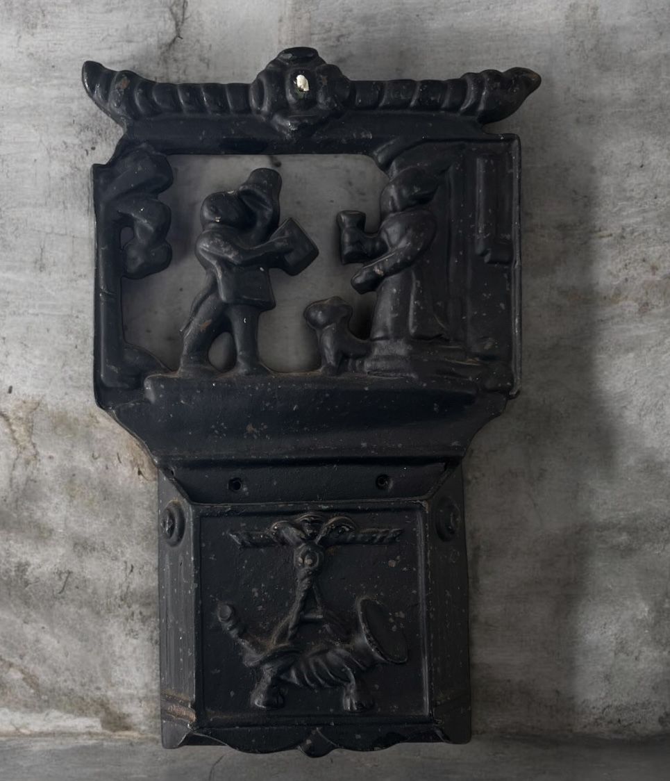 Vintage Cast Iron Mailbox Primitive Colonial Early American Decor
