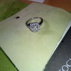 Platinum Ring With Huge Diamond And Half Way Wrapped Diamond Band 