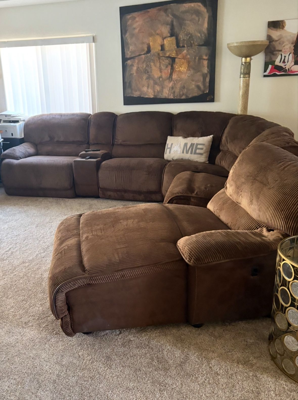 Large Brown Sectional Couch Sofa