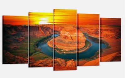 Large 5 Piece Canvas Wall Art Sunset Moment at Horseshoe Bend...KREATIVE ARTS