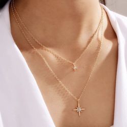 4 LEFT Beautiful NEW Layered Rhinestone Star Women’s Fashion Jewelry Necklace