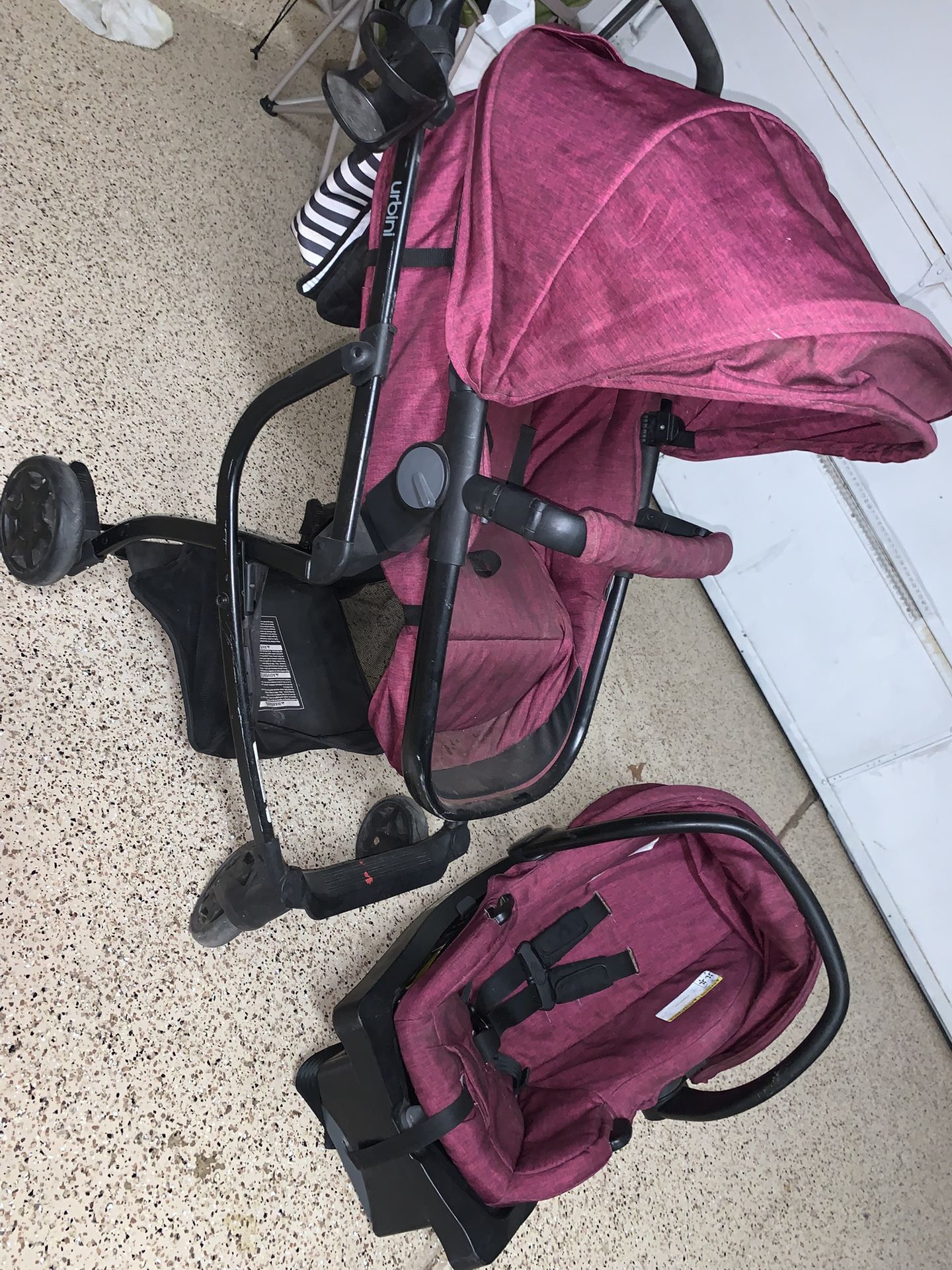Urbini Pink Stroller And Car Seat Combo