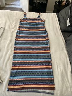 XXL colorful geometric pattern, maxi dress