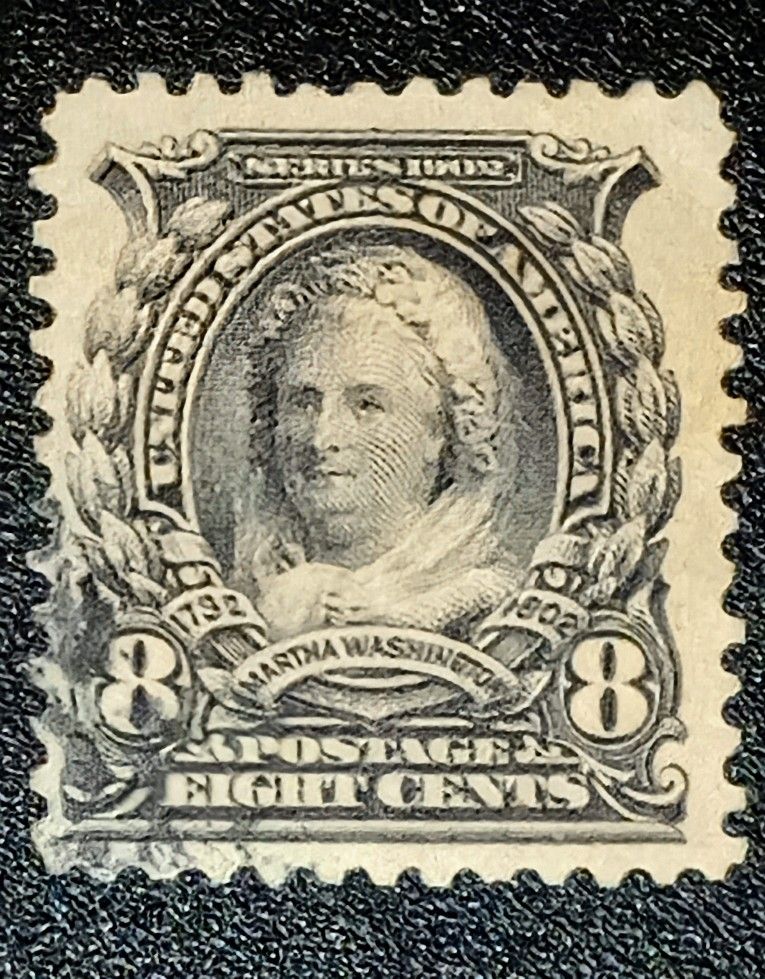 Scott#306 From 1902. Martha Washington 8¢ Black Stamp