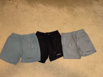 YoungLA The Perfect Shorts Set of 3 Black, Grey, Steel Blue, Size M