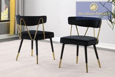 Dining chair set 2 pc Black velvet, New Especial price