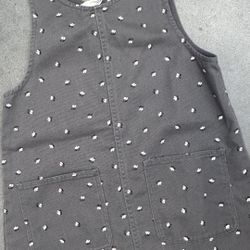 Kids Gray Sleeveless Dress with Floral Pattern