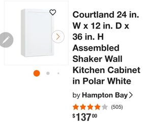 Courtland 24 in. W x 12 in. D x 36 in. H Assembled Shaker Wall Kitchen Cabinet in Polar White