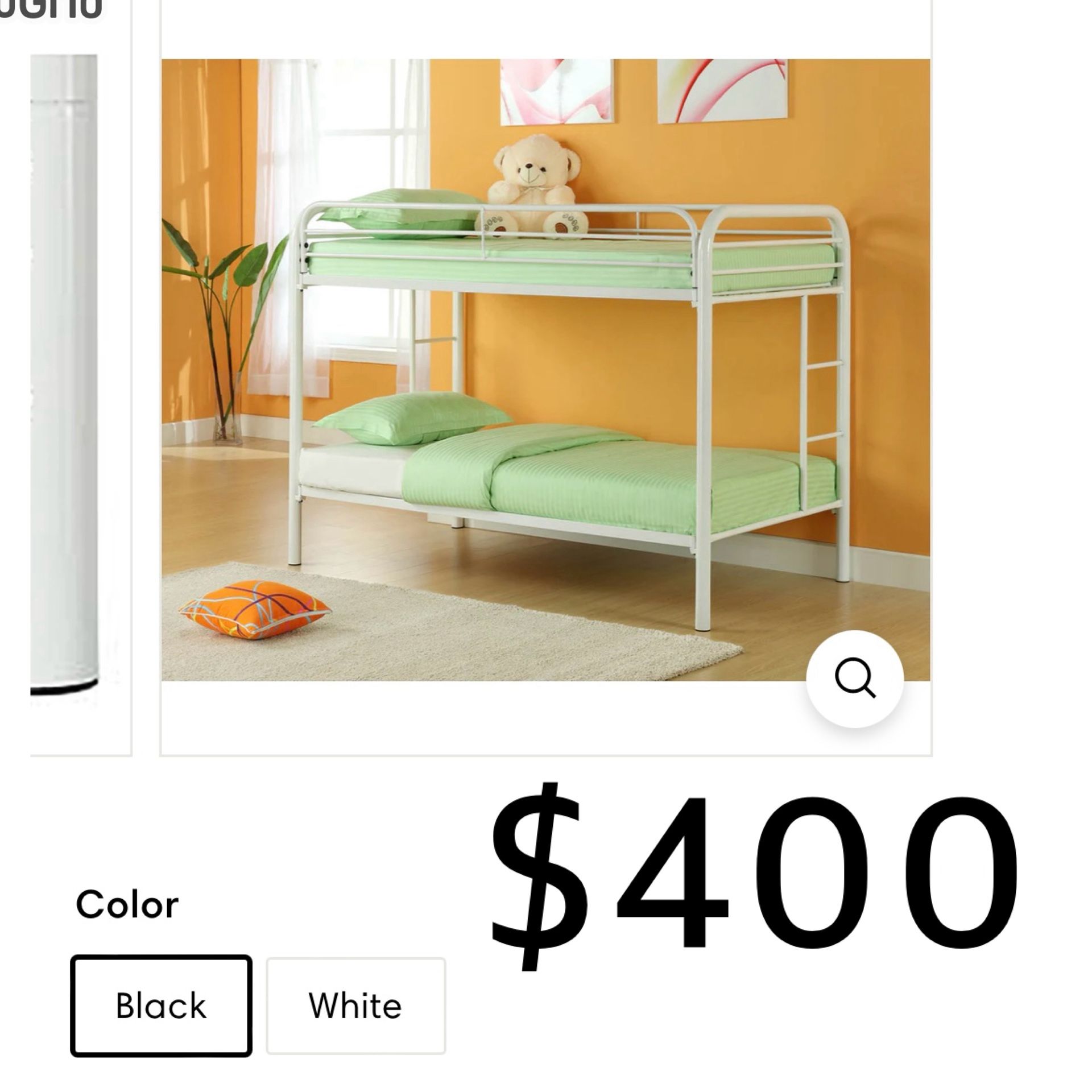 TWIN OVER TWIN BUNK BED INCLUDED BOTH MATTRESS