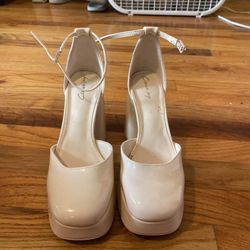 White Cream Platform Mary Janes